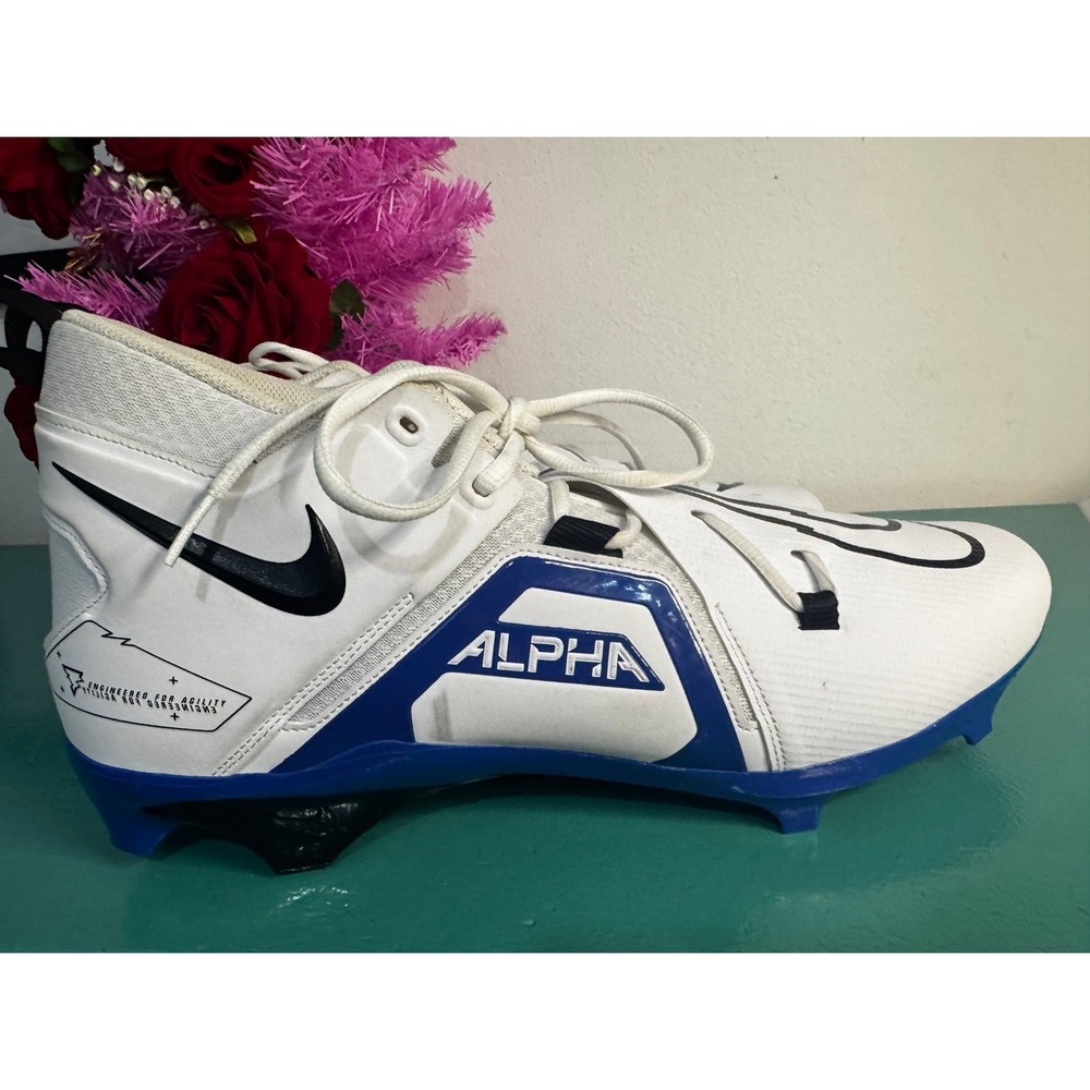 Nike Alpha Menace Pro‎ 3 Football Cleats White/Blue Size 18